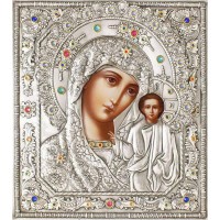 Икона Божией Матери "Казанская" в посеребренной ризе (окладе), Р-81.2