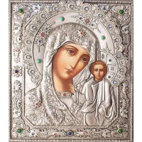 Икона Божией Матери "Казанская" в посеребренной ризе (окладе), Р-81.6