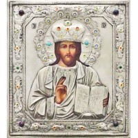 Господь Вседержитель в посеребренной ризе (окладе), Р-82.6