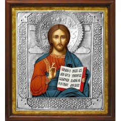 Икона Господа Вседержителя в посеребренной ризе (окладе), Р-9К Икона Господа Вседержителя в посеребренной ризе (окладе), Р-9К