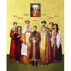 Икона "Святые Царственные страстотерпцы" с золочением поталью, 08009-УЛ