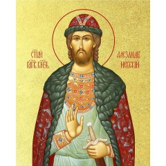 Икона "Александр Невский", с золочением поталью, 09А1-УЛ